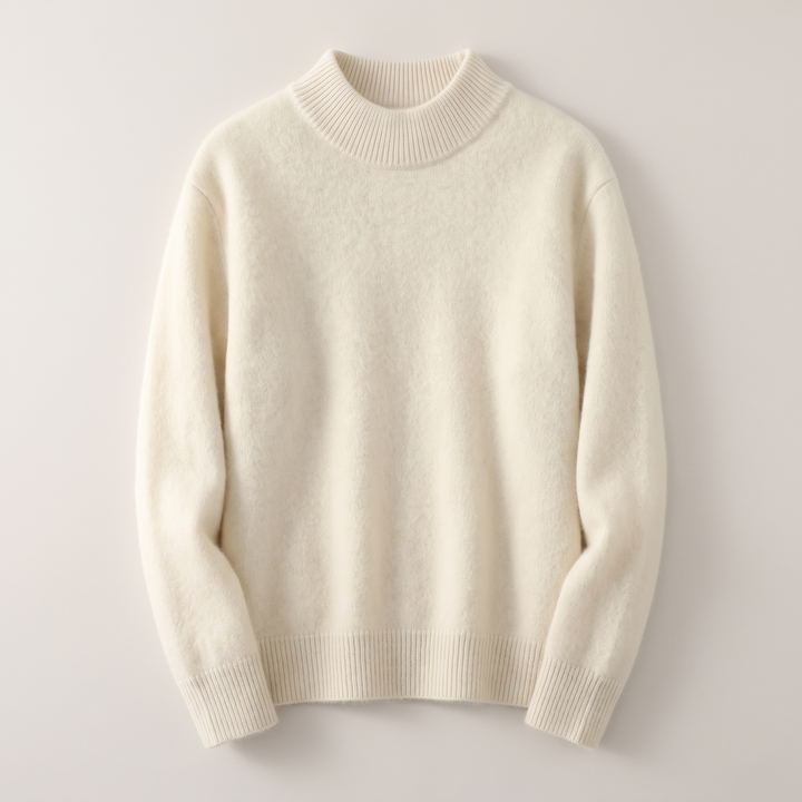 Maglione classico da donna a collo alto in morbida maglia a coste