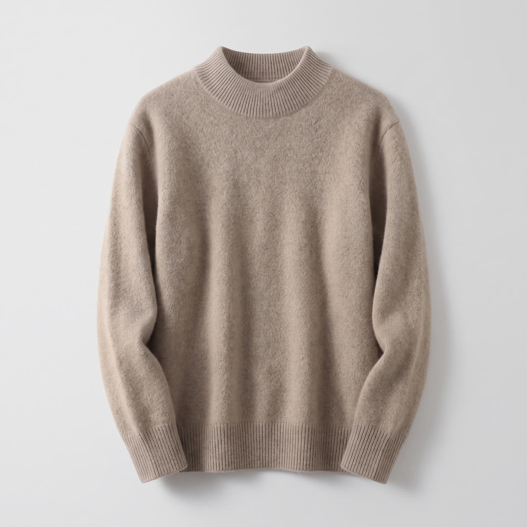 Maglione classico da donna a collo alto in morbida maglia a coste
