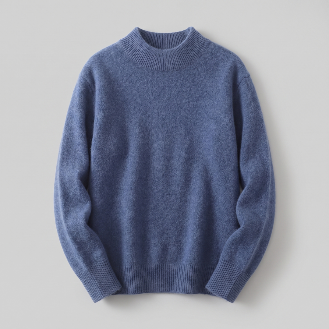 Maglione classico da donna a collo alto in morbida maglia a coste