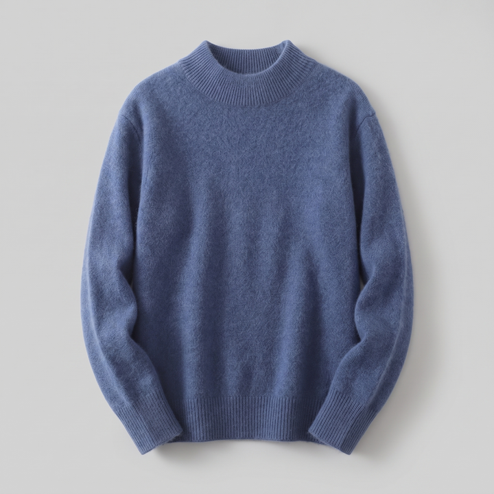 Maglione classico da donna a collo alto in morbida maglia a coste