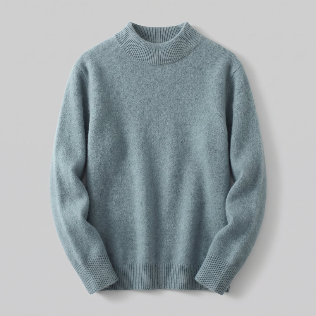 Maglione classico da donna a collo alto in morbida maglia a coste