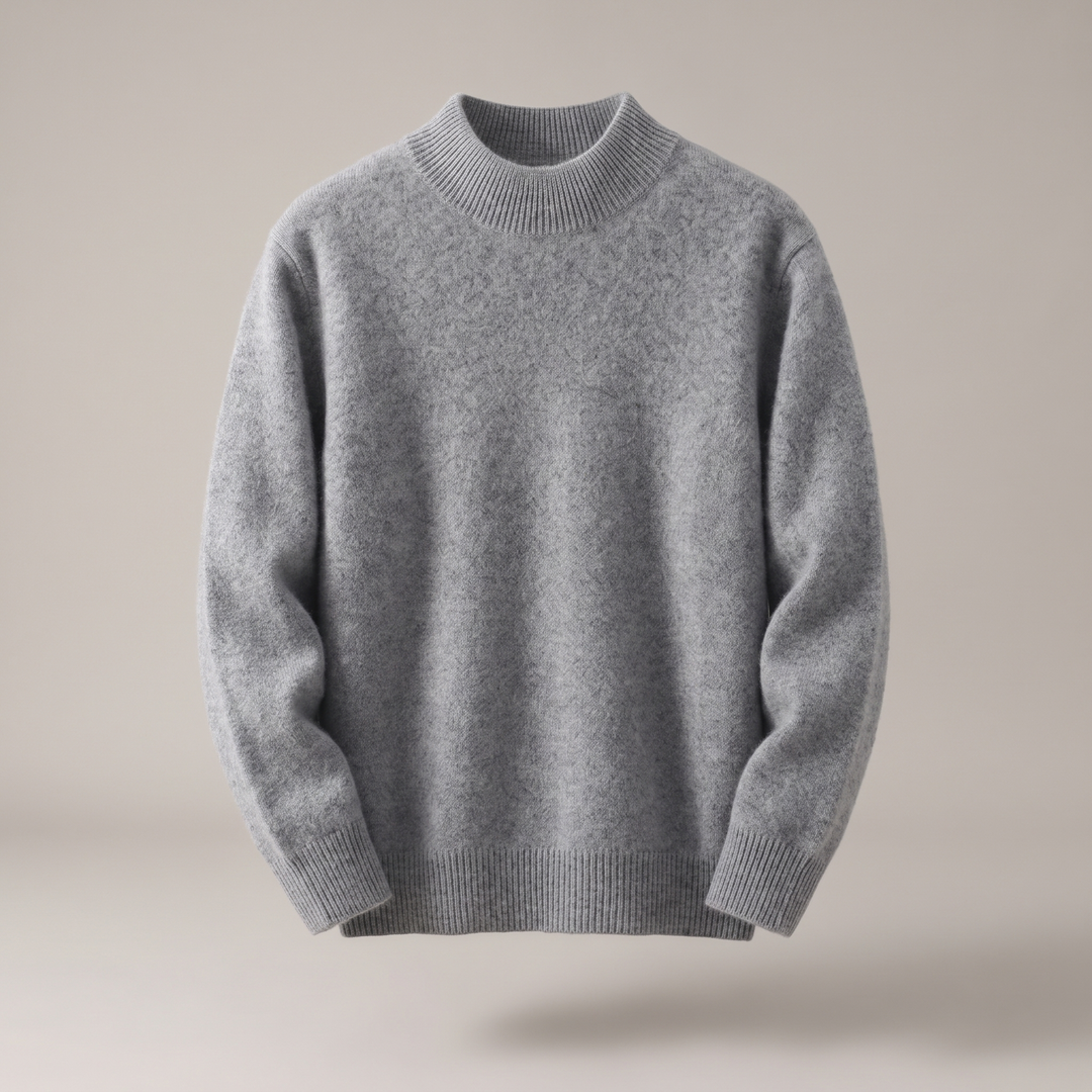 Maglione classico da donna a collo alto in morbida maglia a coste