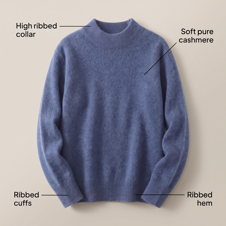 Maglione classico da donna a collo alto in morbida maglia a coste
