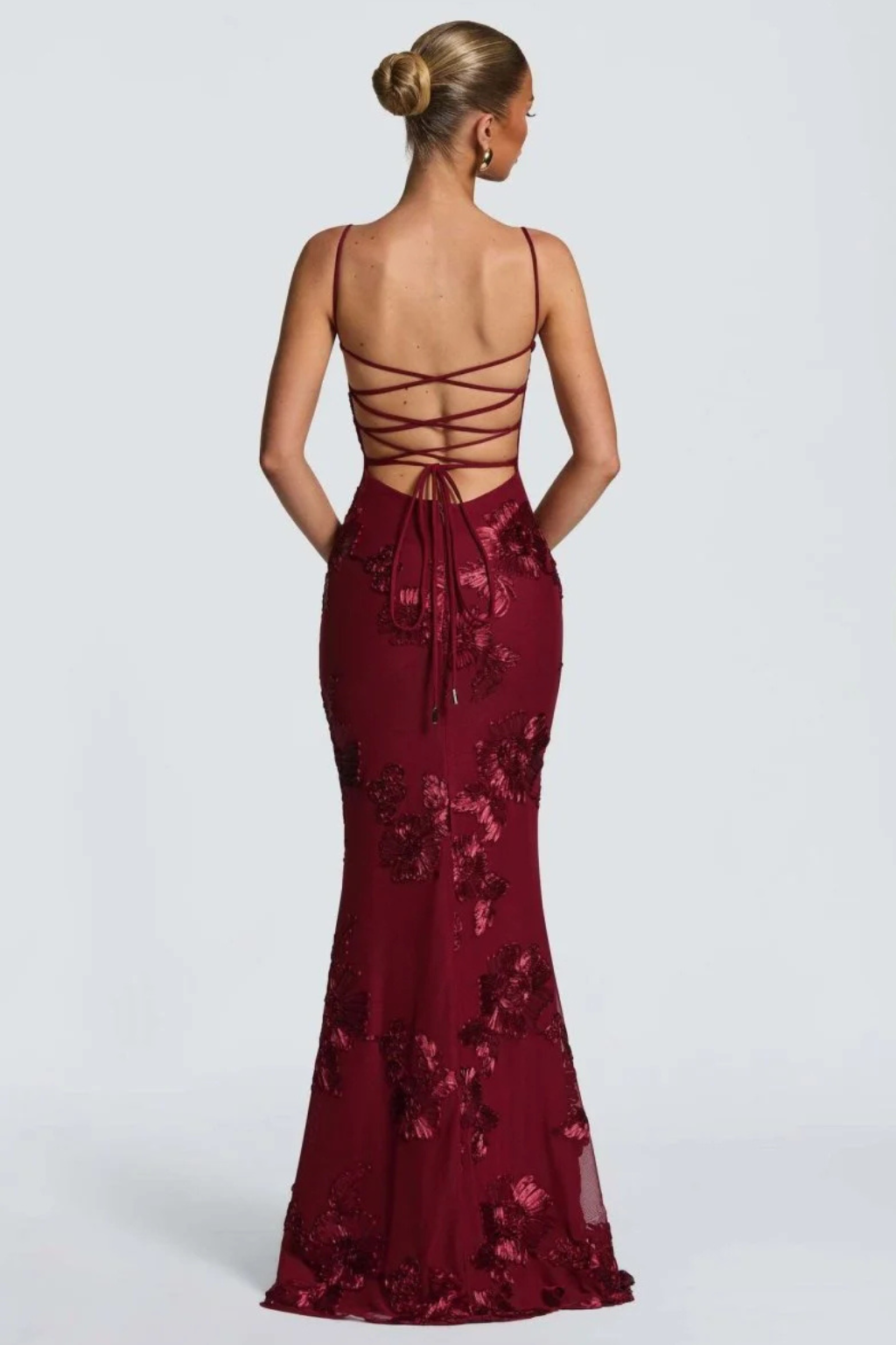Robe Longue Sirène Femme Broderies Florales