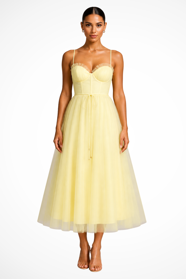 Robe Midi Bustier Tulle Femme Cérémonie
