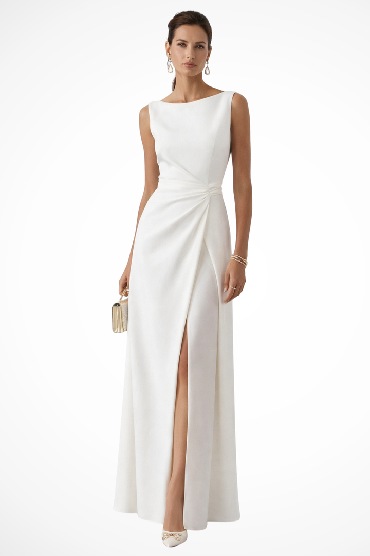 Robe Longue Femme Fendue Taille Drapée Cérémonie