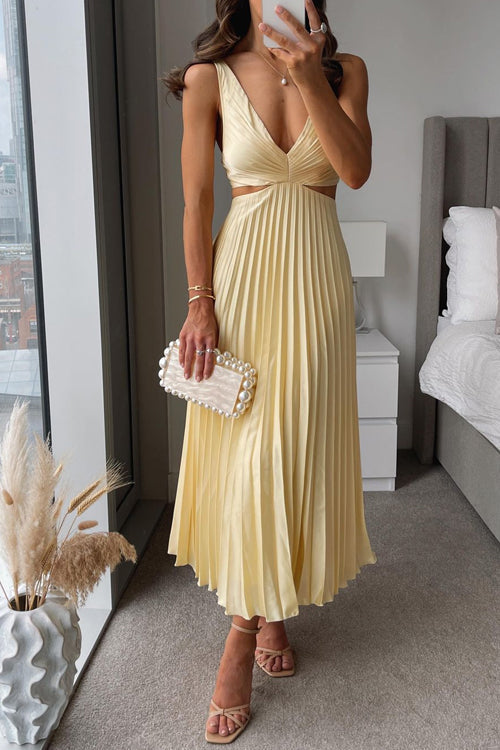 Robe Midi Plissée Femme Décolleté Croisé