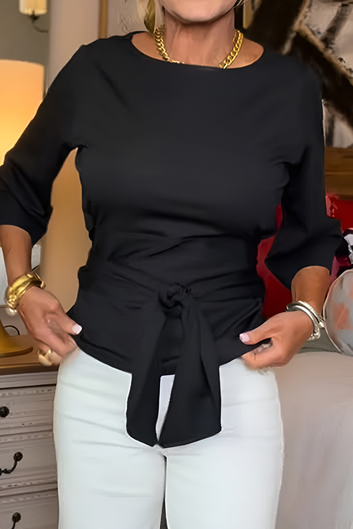 Blouse Ajustée à Manches Longues Pour Femme Avec Lien à La Taille