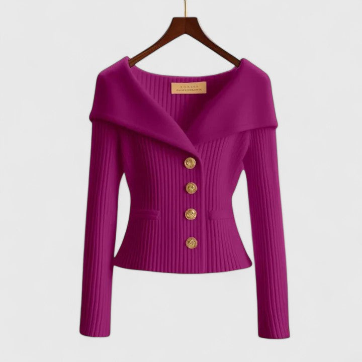 Cardigan Femme Maille Côtelée Col Châle