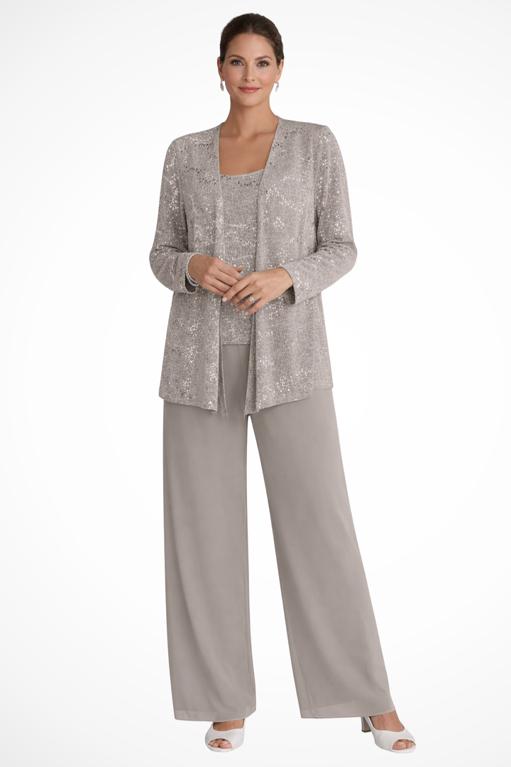 Tailleur Trois Pièces Dentelle Sequins Femme Cérémonie