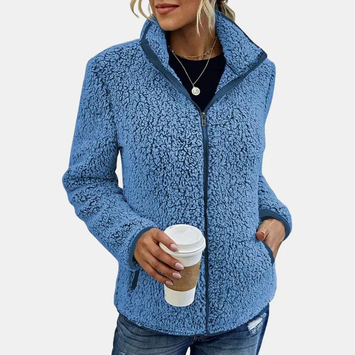 Veste D'hiver Pour Femme en Sherpa Doux Avec Col Montant