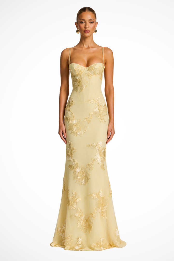 Robe Longue Sirène Femme Broderies Florales