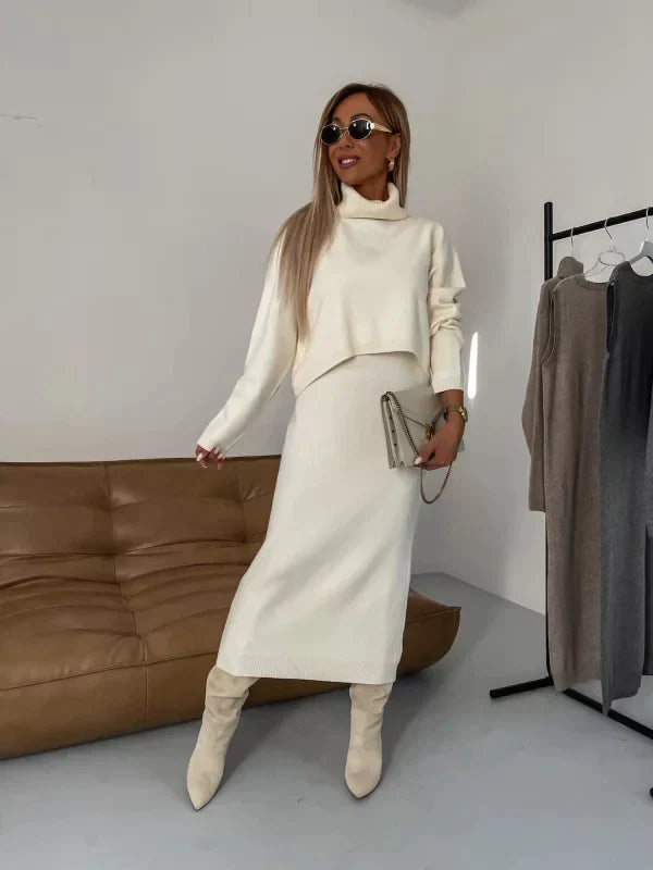 Women's Midi Dress and Turtleneck Sweater