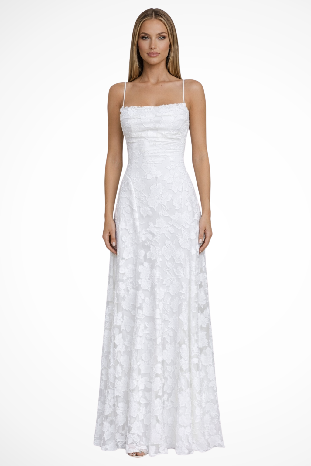 Robe Longue Jacquard Femme Dos Nu Cérémonie
