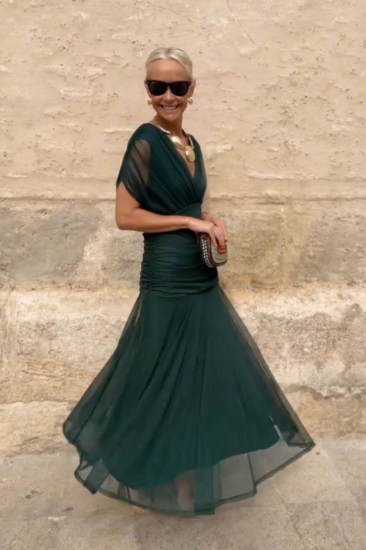 Robe Longue Élégante Pour Femme Style Portefeuille