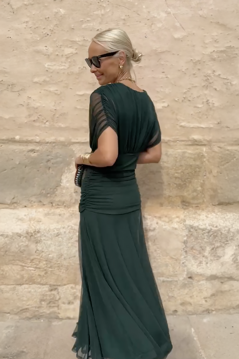 Robe Longue Élégante Pour Femme Style Portefeuille