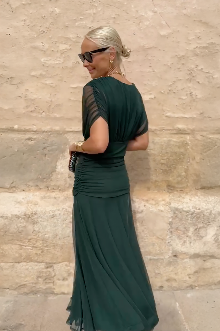 Robe Longue Élégante Pour Femme Style Portefeuille