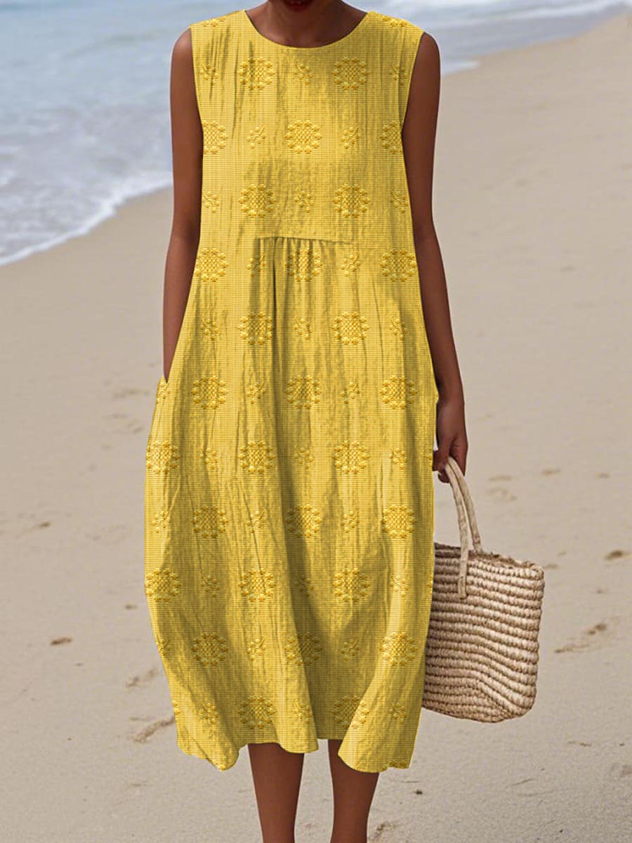 Robe Midi Femme Ample Sans Manches Été