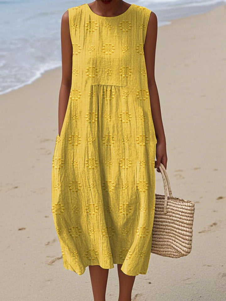 Robe Midi Femme Ample Sans Manches Été