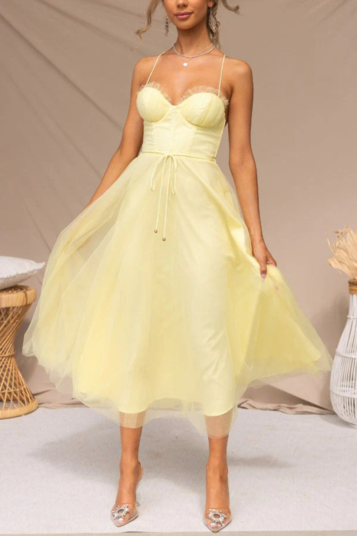 Robe Midi Bustier Tulle Femme Cérémonie