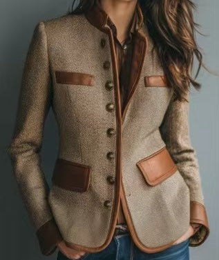 Blazer Vintage Pour Femme à Boutonnage Avant et Poches