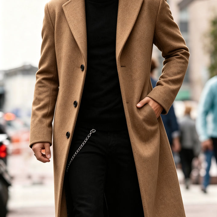Trench classico invernale da uomo monopetto