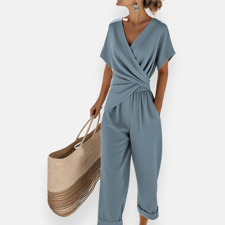 Tuta cache-cœur da donna con tasche elegante