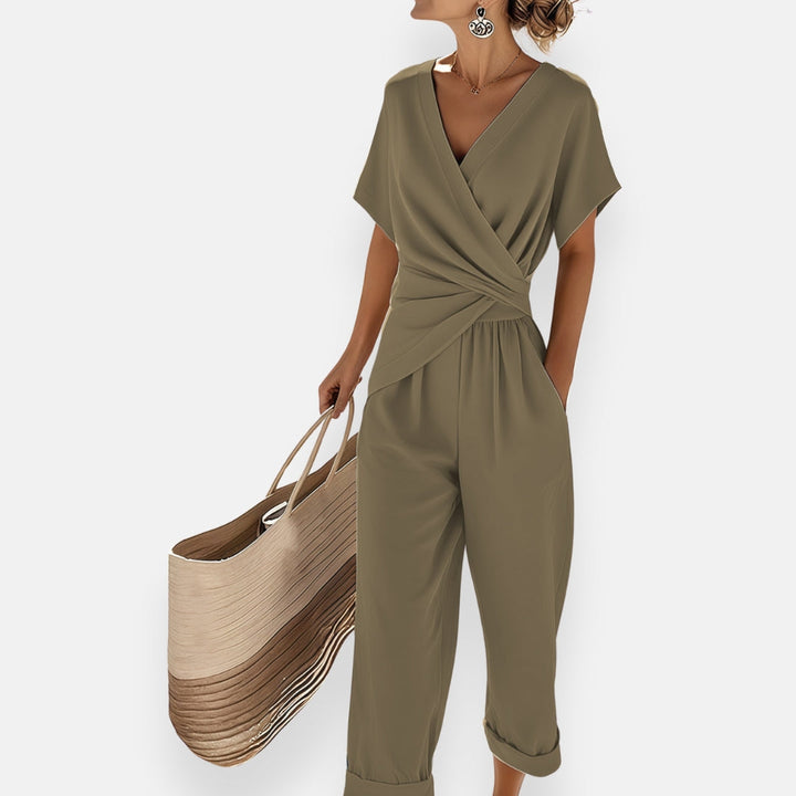 Tuta cache-cœur da donna con tasche elegante