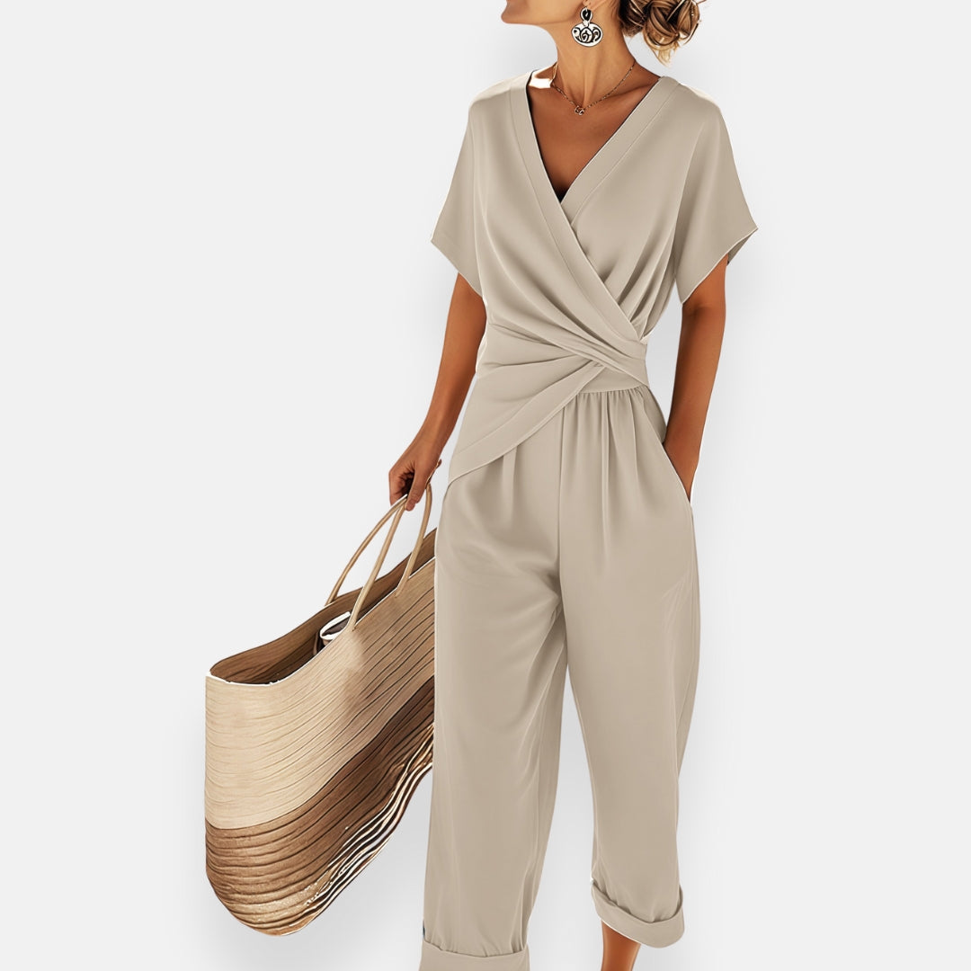 Tuta cache-cœur da donna con tasche elegante