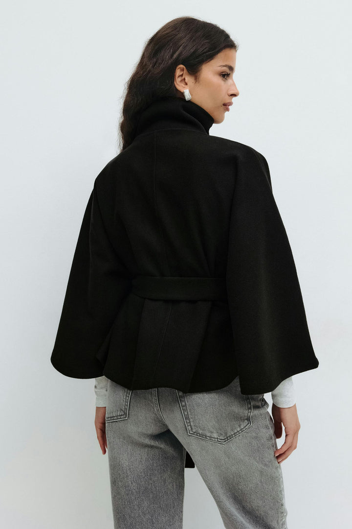 Manteau-Cape Élégant Pour Femme Avec Ceinture