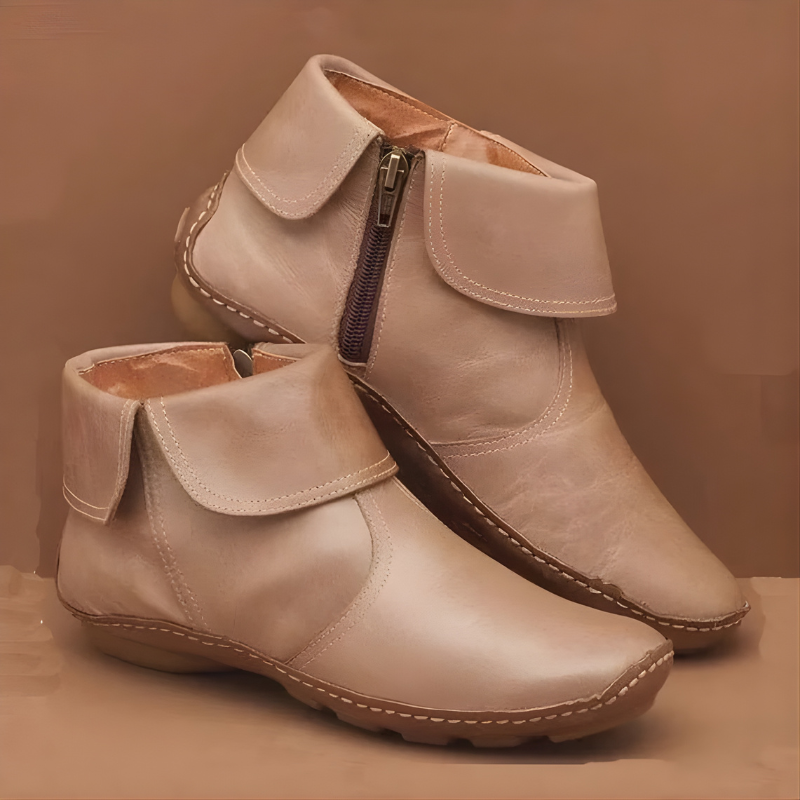 Stivaletti casual da donna con tacco basso e cerniera laterale