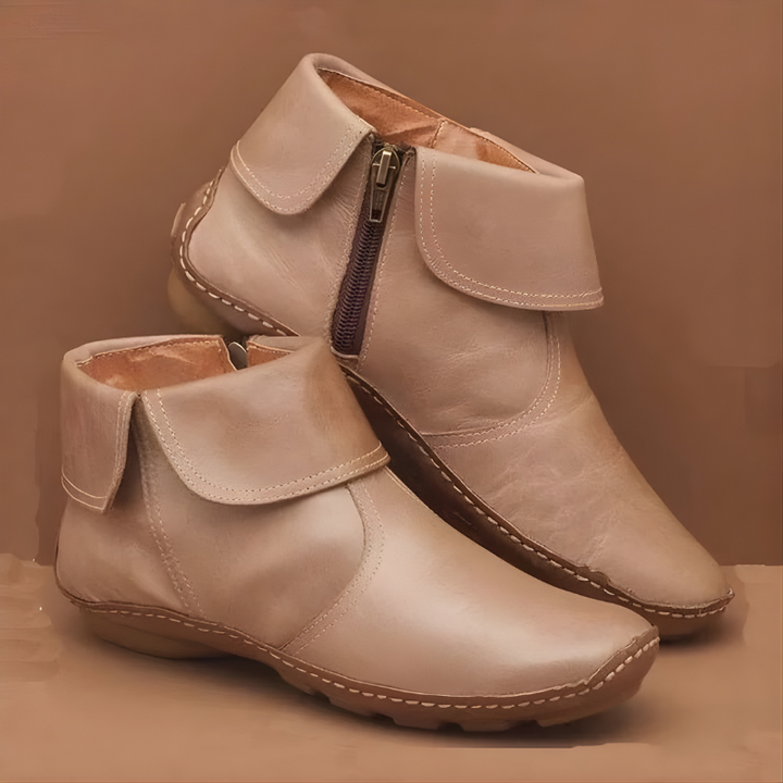 Stivaletti casual da donna con tacco basso e cerniera laterale