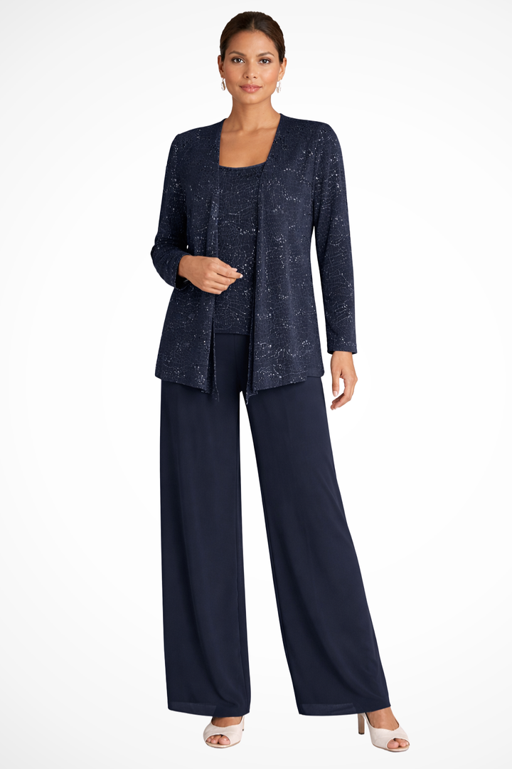 Tailleur Trois Pièces Dentelle Sequins Femme Cérémonie