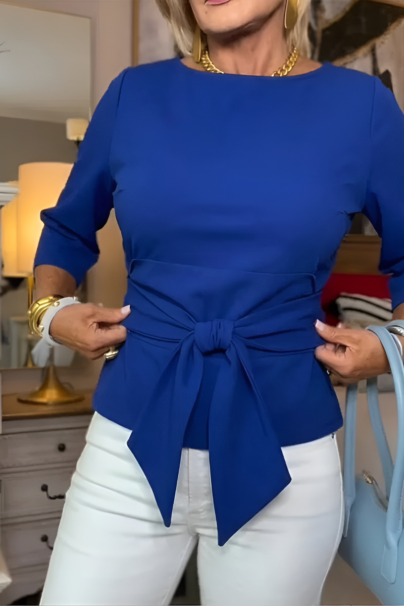 Blouse Ajustée à Manches Longues Pour Femme Avec Lien à La Taille