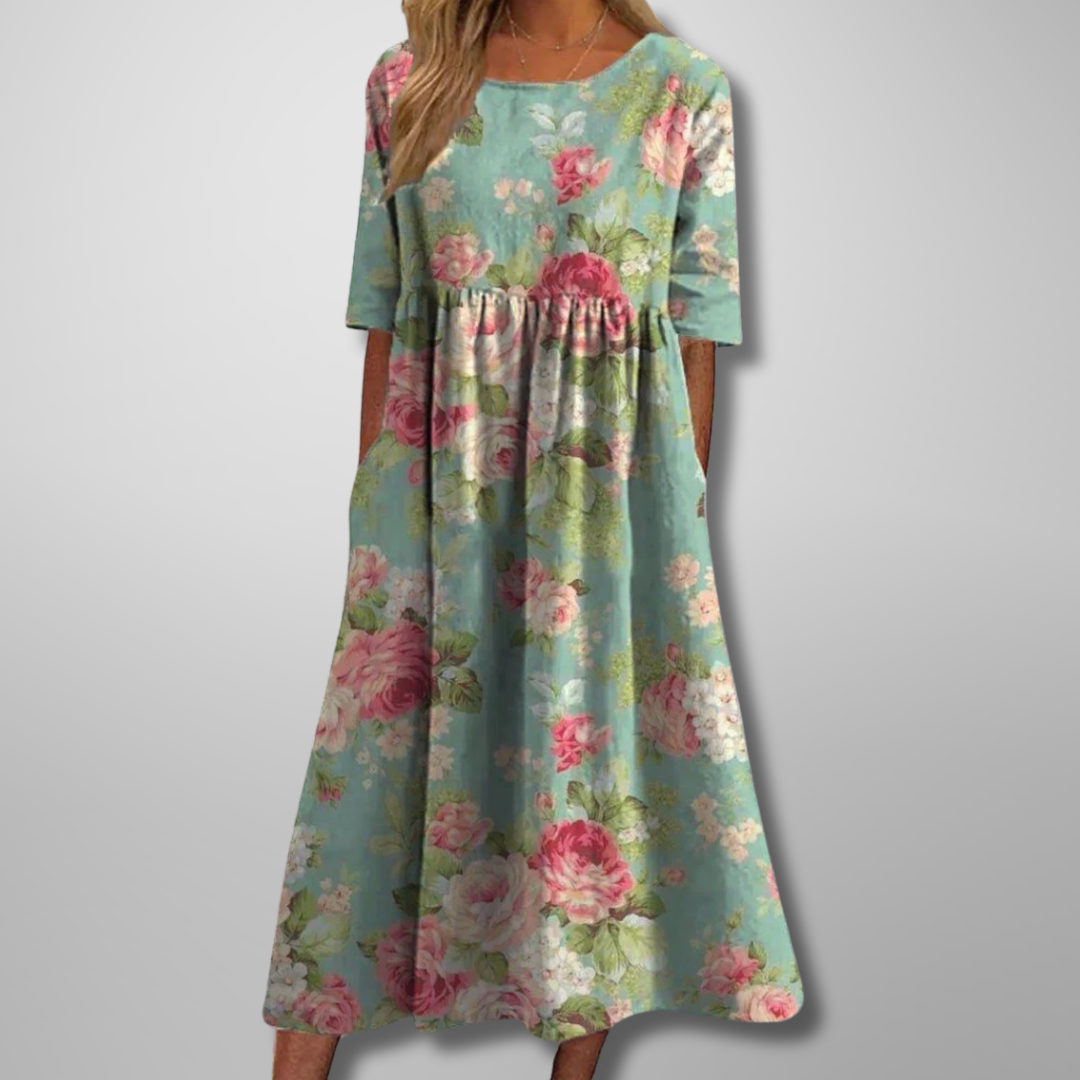 Robe Midi Fleurie Femme Coupe Fluide