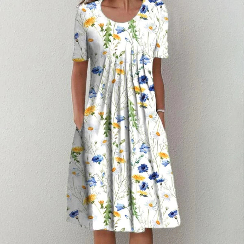 Robe Mi-Longue Fleurie Femme Été