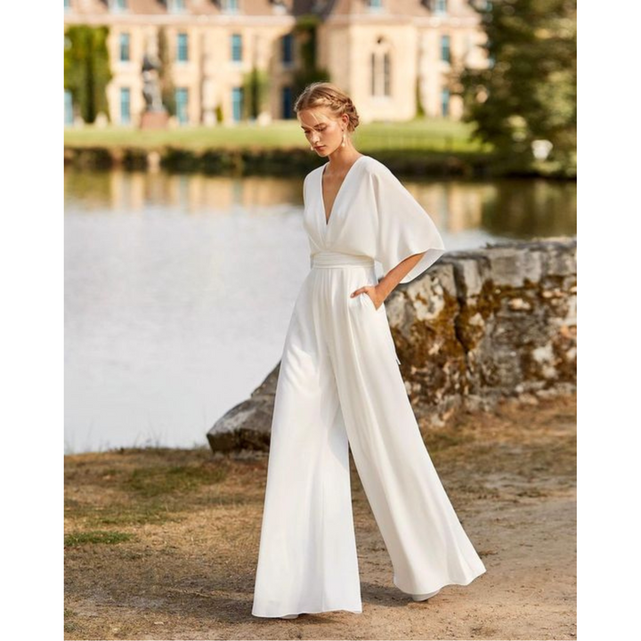 Combinaison Pantalon Femme Col V Manches Amples