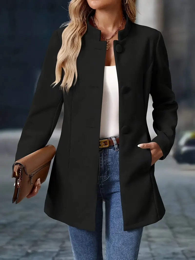 Manteau Décontracté à Manches Longues et Ouverture Frontale Pour Femme