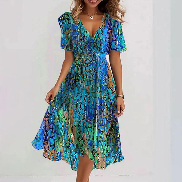 Robe Femme Fluide Portefeuille Imprimée Été