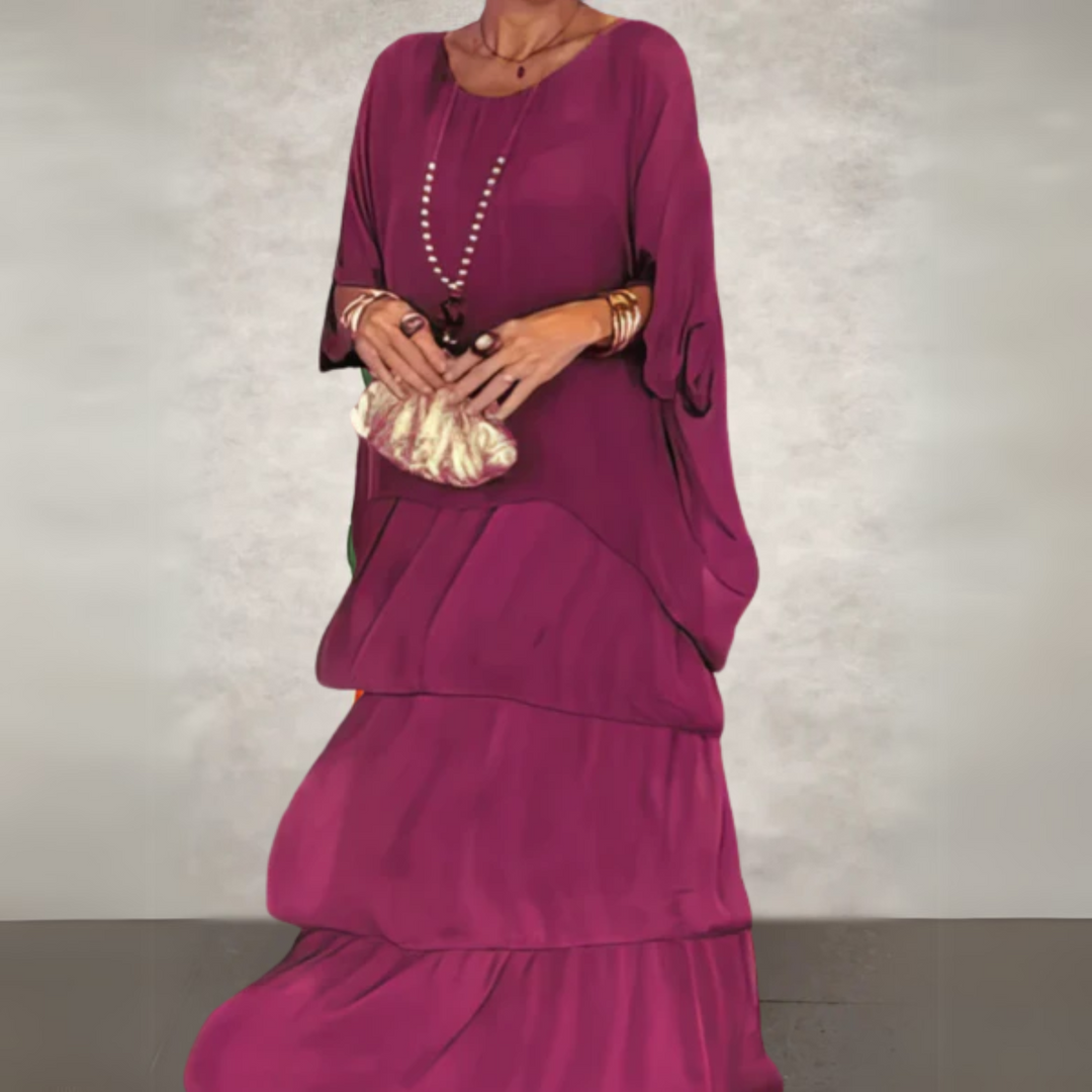 Robe Longue Bohème Femme à Volants Fluide