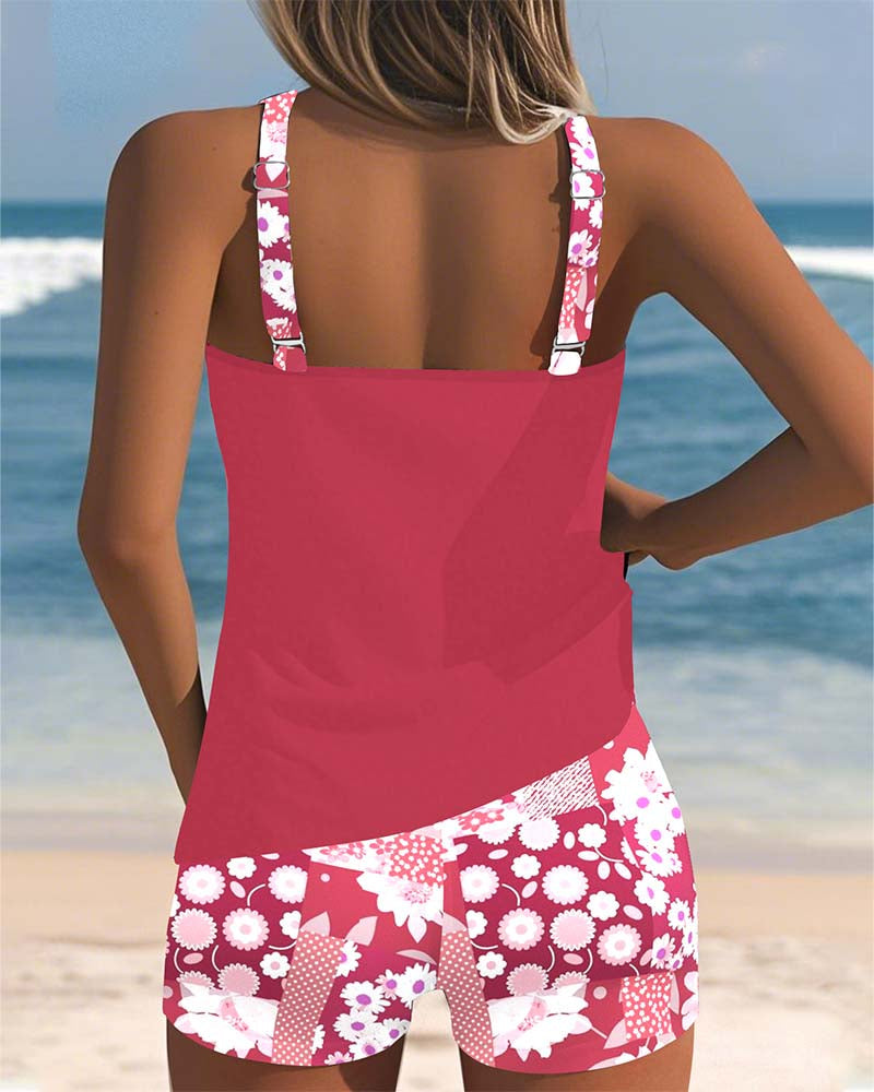 Tankini Fleuri Femme Deux Pièces Plage