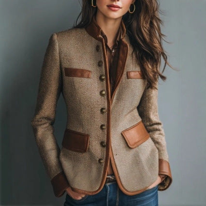 Blazer Vintage Pour Femme à Boutonnage Avant et Poches