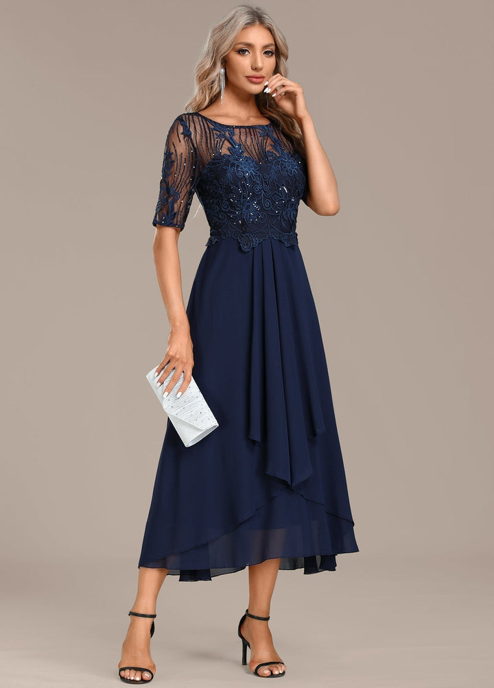 Robe Midi Élégante Pour Femme Avec Corsage en Dentelle