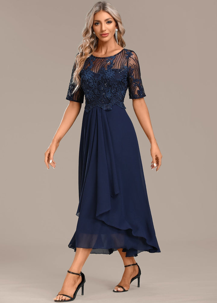 Robe Midi Élégante Pour Femme Avec Corsage en Dentelle