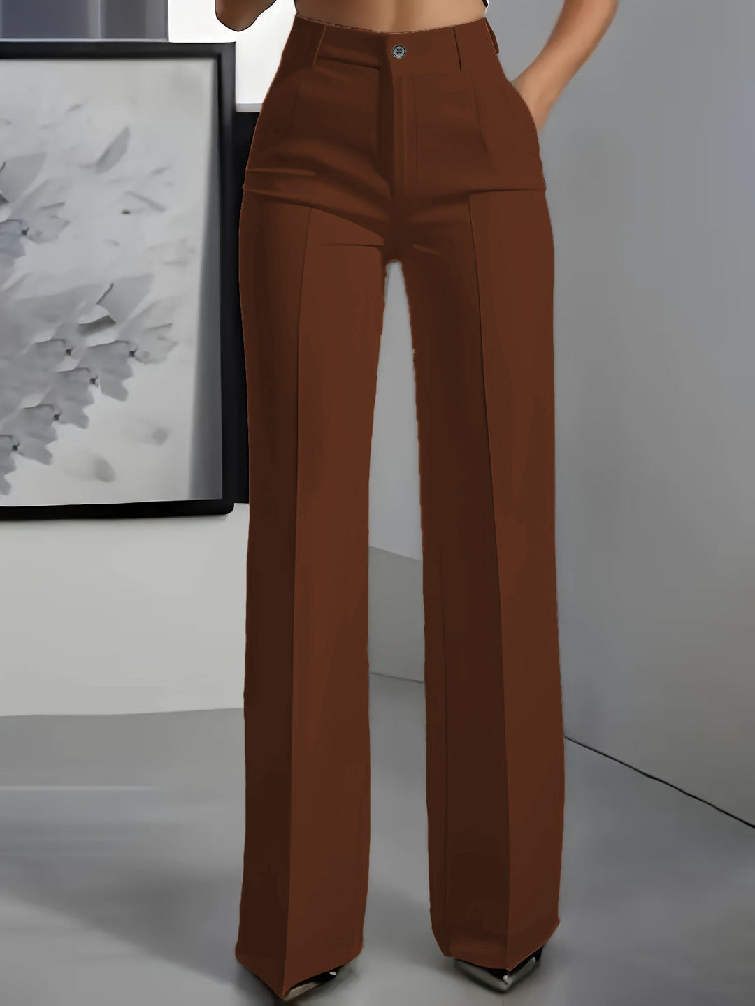 Women's High-Waisted Straight-Leg Pants
