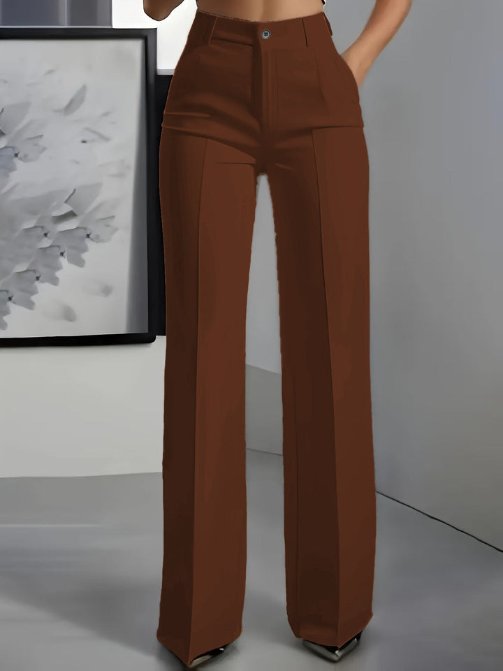 Women's High-Waisted Straight-Leg Pants