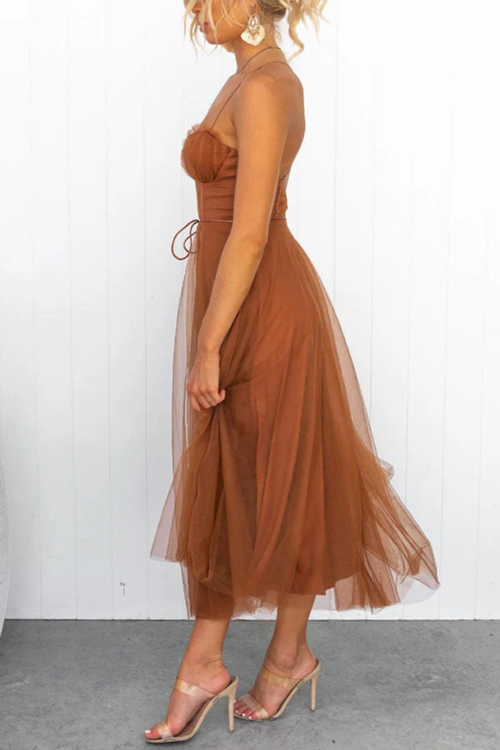 Robe Midi Bustier Tulle Femme Cérémonie
