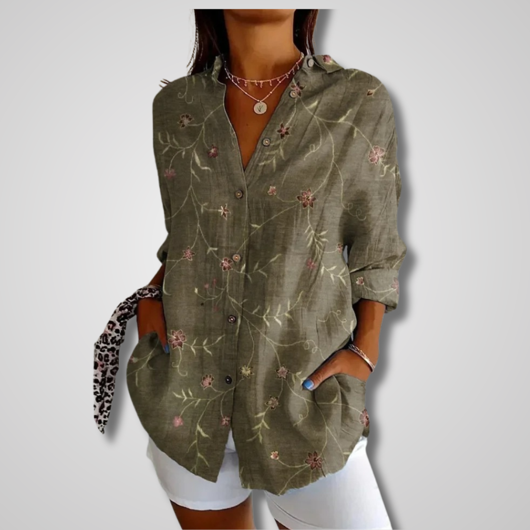 Blouse Fleurie Femme Boutonnée Coupe Ample