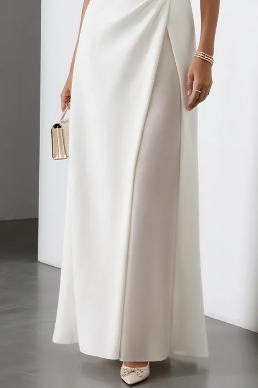Robe Longue Femme Fendue Taille Drapée Cérémonie