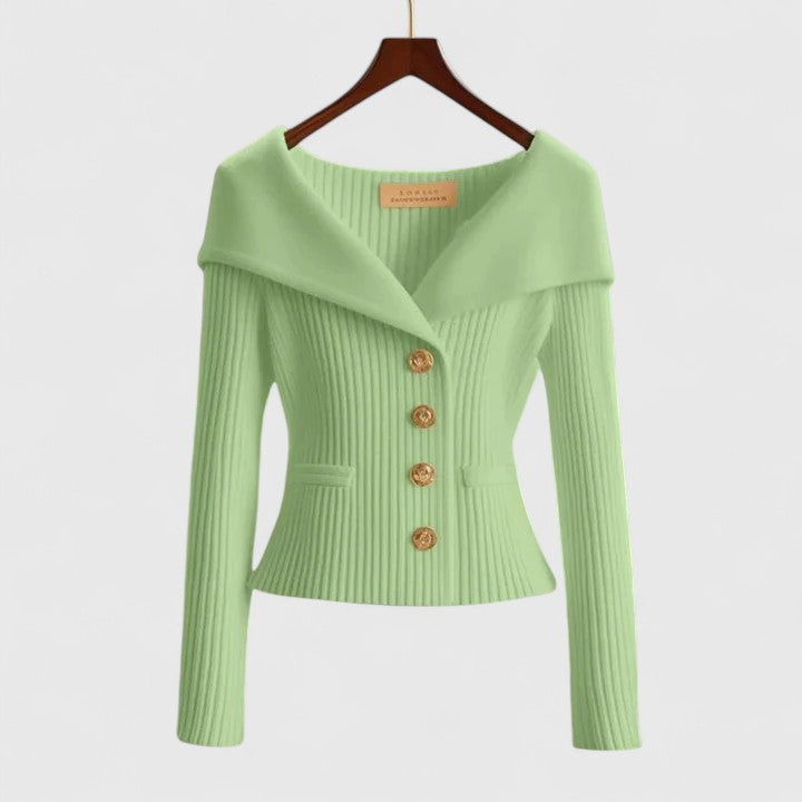Cardigan Femme Maille Côtelée Col Châle